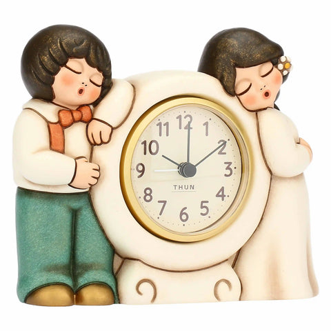 Orologio da tavolo con sposini in ceramica Thun