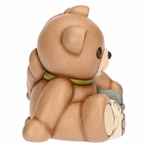 Coppia Teddy Primavera in ceramica con annaffiatoio