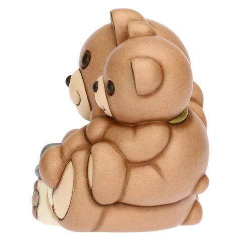 Coppia Teddy Primavera in ceramica con annaffiatoio