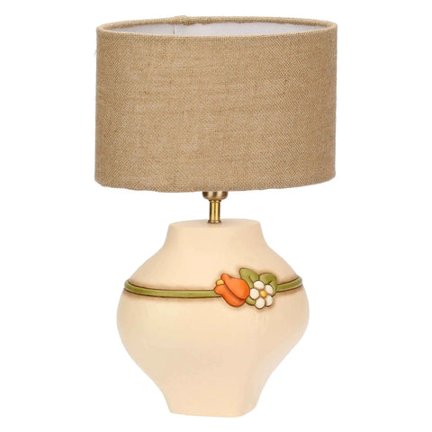 Lampada da tavolo in ceramica con fiori