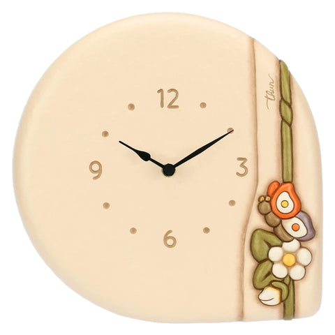 Orologio da parete con farfalla e fiori in ceramica Country Bloom