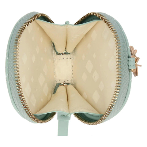 Portachiavi rotondo con zip in ecopelle, verde