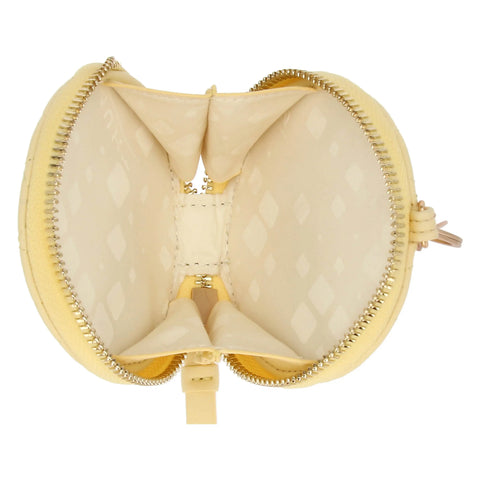 Portachiavi rotondo con zip in ecopelle, giallo