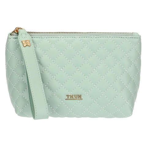 Pochette in ecopelle trapuntata, verde Linea Sempre con me