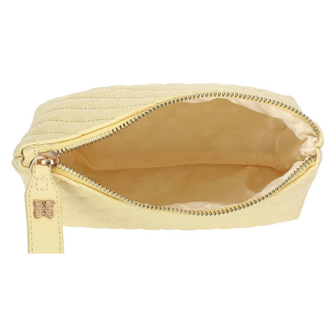 Pochette in ecopelle trapuntata, gialla