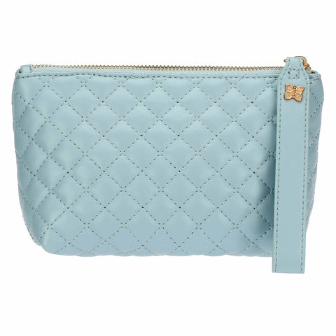 Pochette in ecopelle trapuntata, azzurra