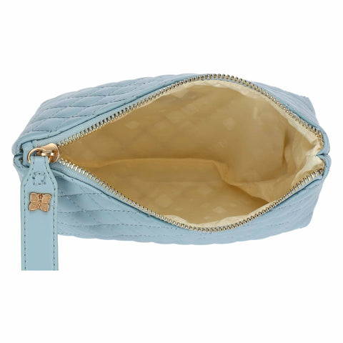 Pochette in ecopelle trapuntata, azzurra