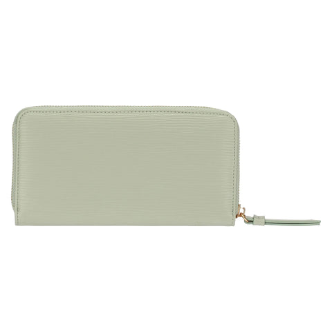 Portafoglio con chiusura zip in ecopelle, verde