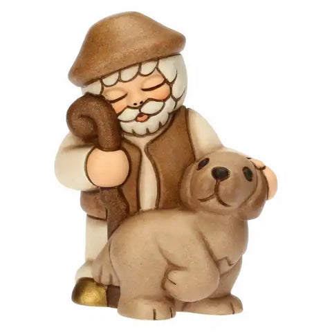 Pastore con cane Bianco in ceramica Presepe Classico Thun