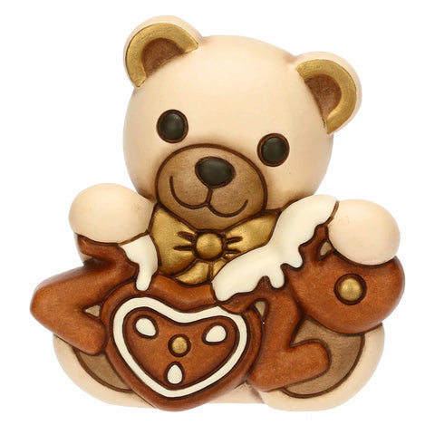 Teddy Buon Anno 2026 in ceramica bianco