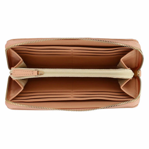 Portafoglio con chiusura zip in ecopelle, rosa