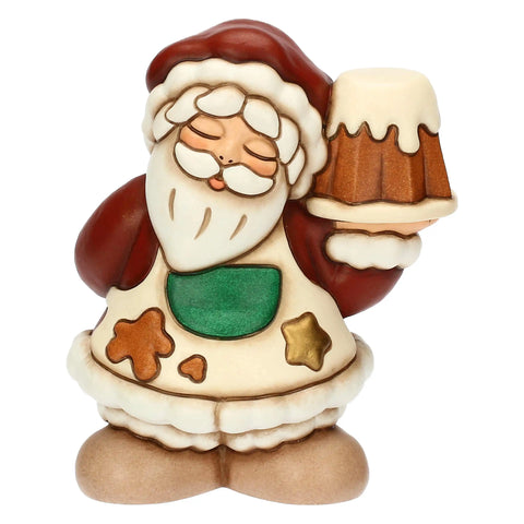 Babbo Natale con pandoro in ceramica, medio