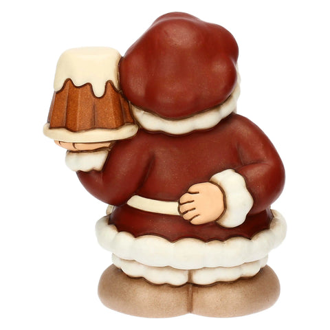 Babbo Natale con pandoro in ceramica, medio