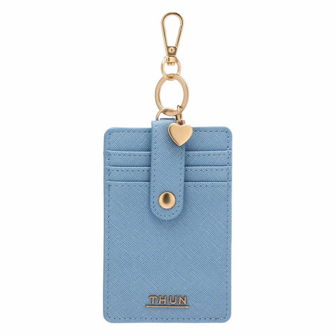 Porta carte con gancio in ecopelle, azzurro