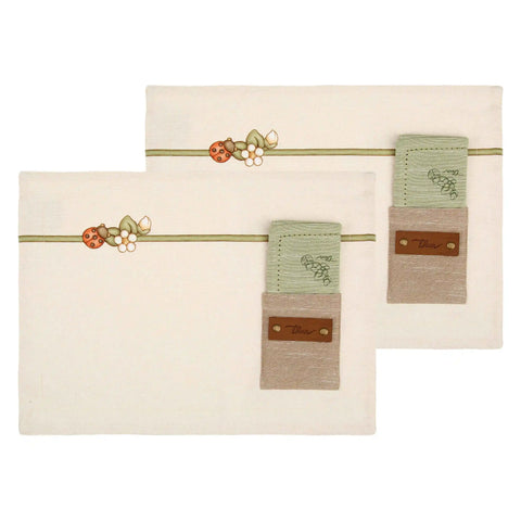 Set 2 tovagliette con tasca e tovagliolo Country Bloom Thun