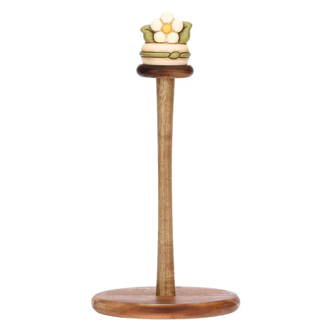 Portarotolo in legno e ceramica Country Bloom