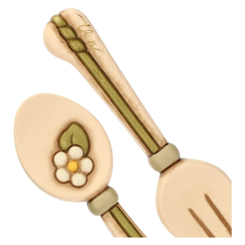 Set cucchiaio e forchetta da parete in ceramica Country Bloom