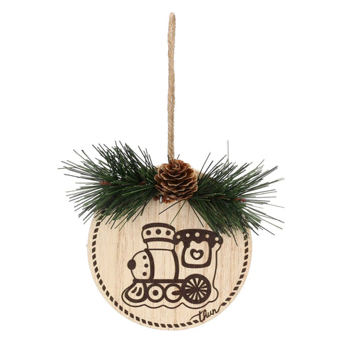 Set 3 addobbi natalizi tondi in legno