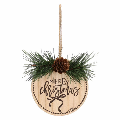 Set 3 addobbi natalizi tondi in legno