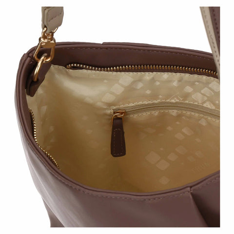 Borsa a spalla in ecopelle malva, grande