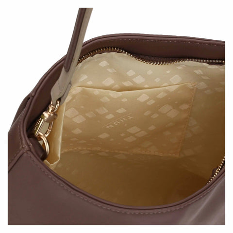 Borsa a spalla in ecopelle malva, grande