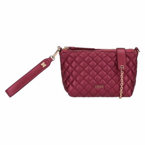 Pochette trapuntata con tracolla, cherry