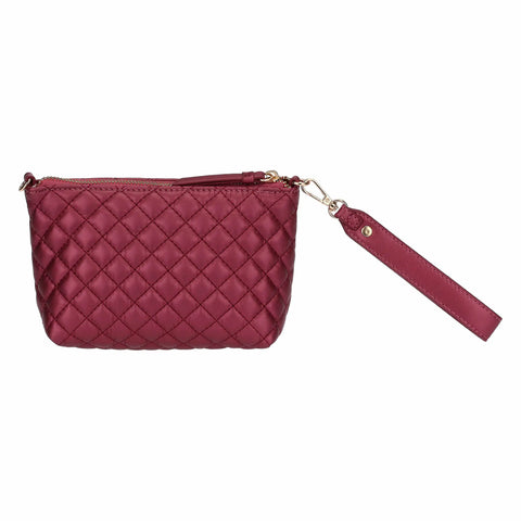 Pochette trapuntata con tracolla, cherry
