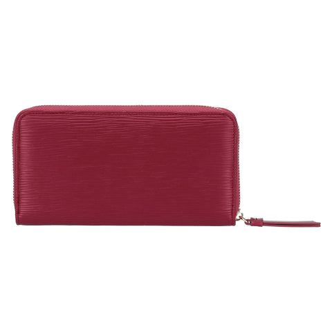 Portafoglio con chiusura zip in ecopelle, cherry
