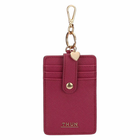 Porta carte con gancio in ecopelle, cherry