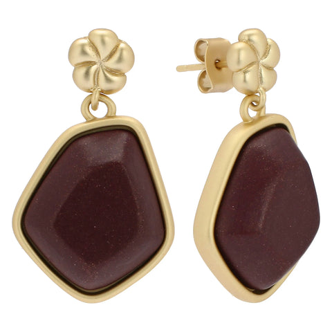 Orecchini pendenti con pietra ceramica e fiore