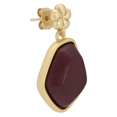 Orecchini pendenti con pietra ceramica e fiore