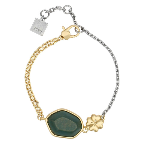 Bracciale con pietra ceramica e quadrifoglio