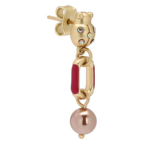 Orecchini chunky con coccinella e perla