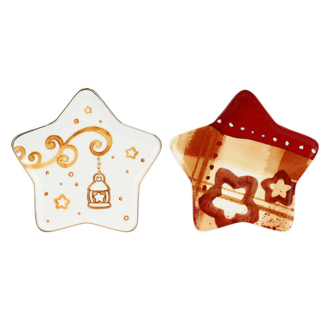 Set 2 piattini dessert a forma di stella in porcellana Thunland