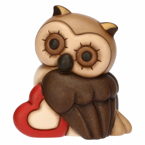 Gufo Lucky con cuore in ceramica, medio Thun