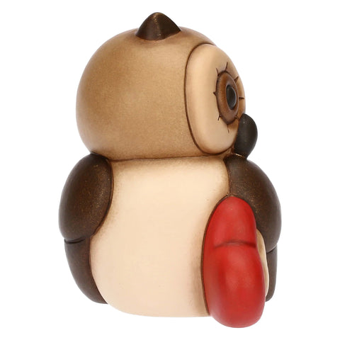 Gufo Lucky con cuore in ceramica, medio Thun