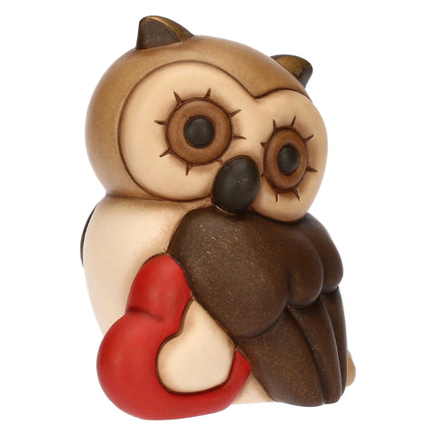 Gufo Lucky con cuore in ceramica, medio Thun