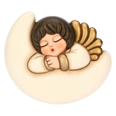 Angelo da parete su luna in ceramica, piccolo Thun