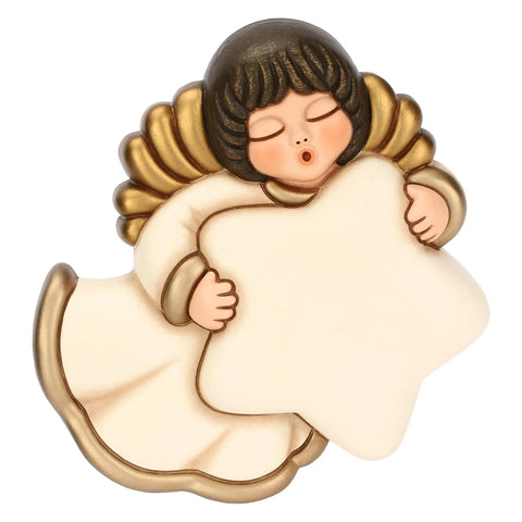 Angelo da parete con stella in ceramica, medio Thun