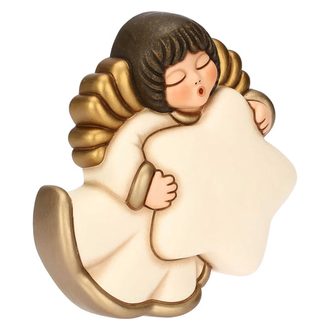 Angelo da parete con stella in ceramica, medio Thun