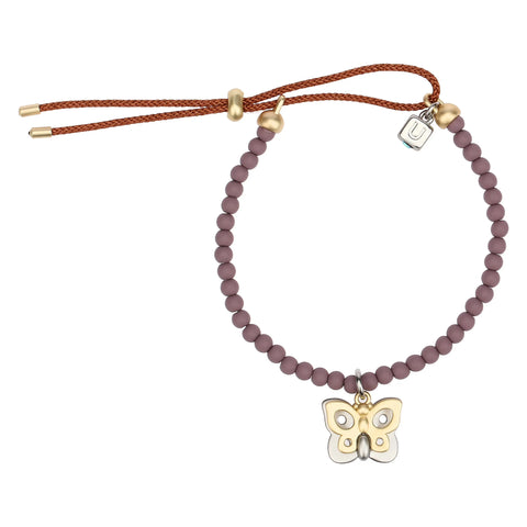 Bracciale con perline ceramiche e pendente farfalla