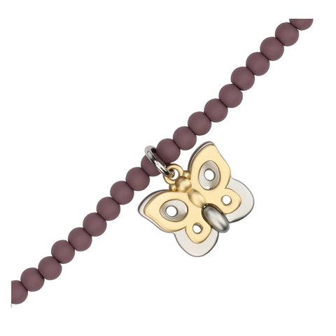 Bracciale con perline ceramiche e pendente farfalla
