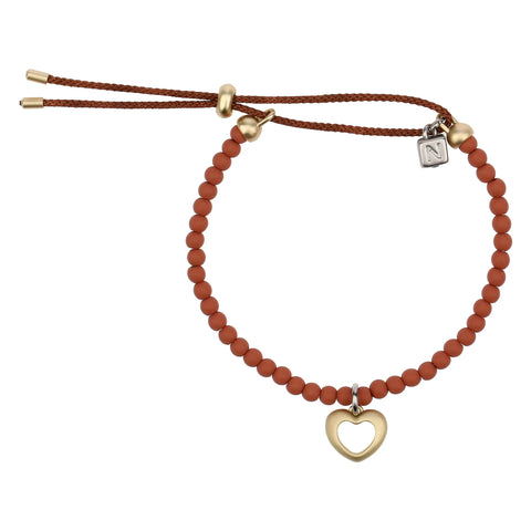 Bracciale con perline ceramiche e pendente cuore
