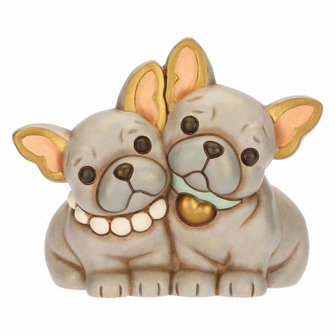Coppia cani bulldog francese in ceramica, media