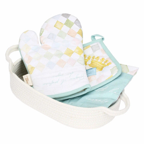 Cestino in vimini con grembiule, guantone e presina Incanto di Primavera Thun