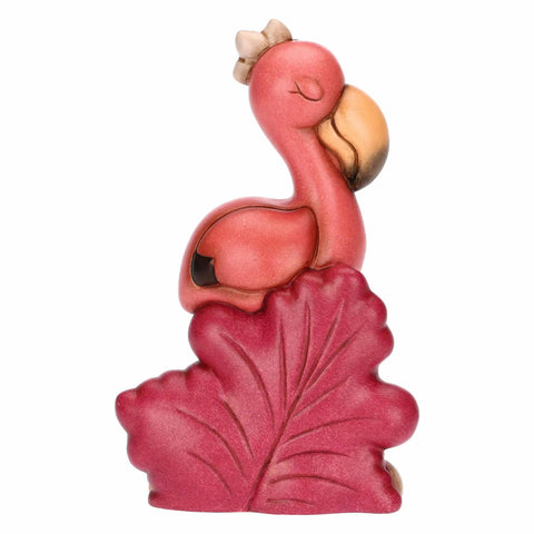 Fenicottero Rose con fiore in ceramica, grande Thun