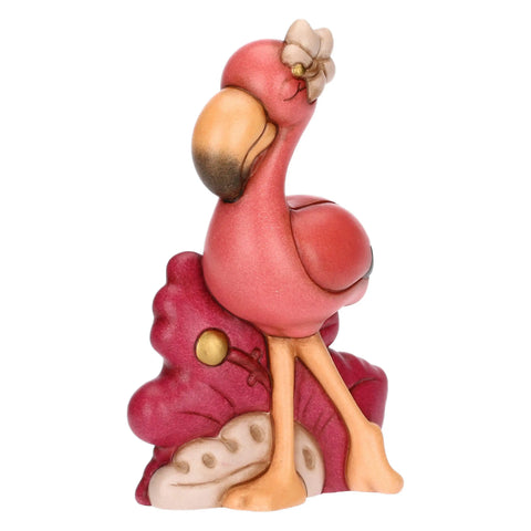 Fenicottero Rose con fiore in ceramica, grande Thun