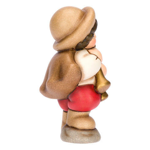 Zampognaro in ceramica Presepe Classico, Rosso Thun