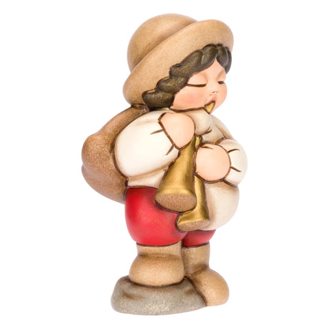 Zampognaro in ceramica Presepe Classico, Rosso Thun
