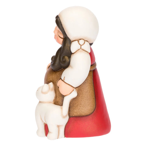 Donna in dolce attesa in ceramica Presepe Classico, Rosso Thun